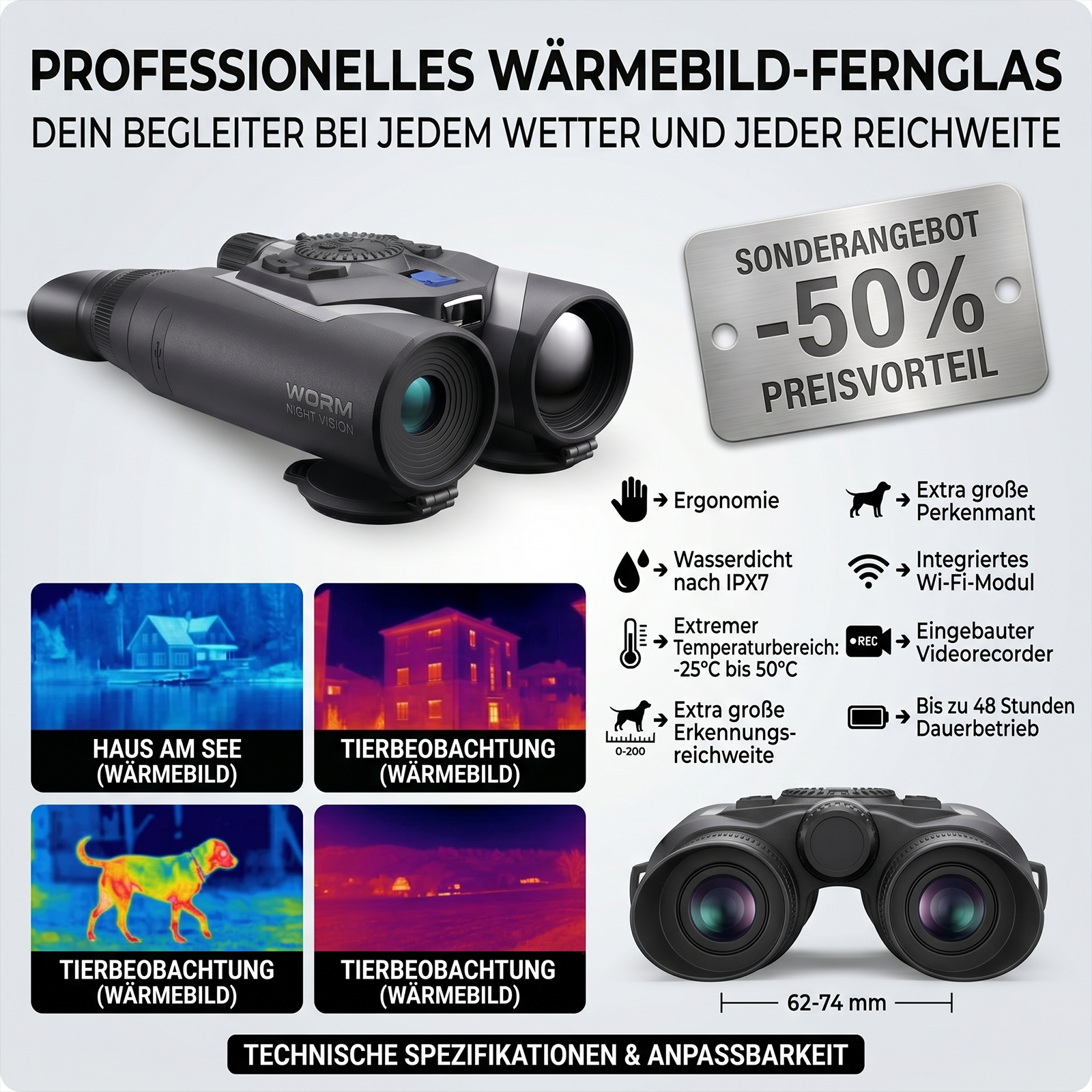 Multispektrale Wärmebildkamera und digitales Nachtsichtfernglas mit Laserentfernungsmesser